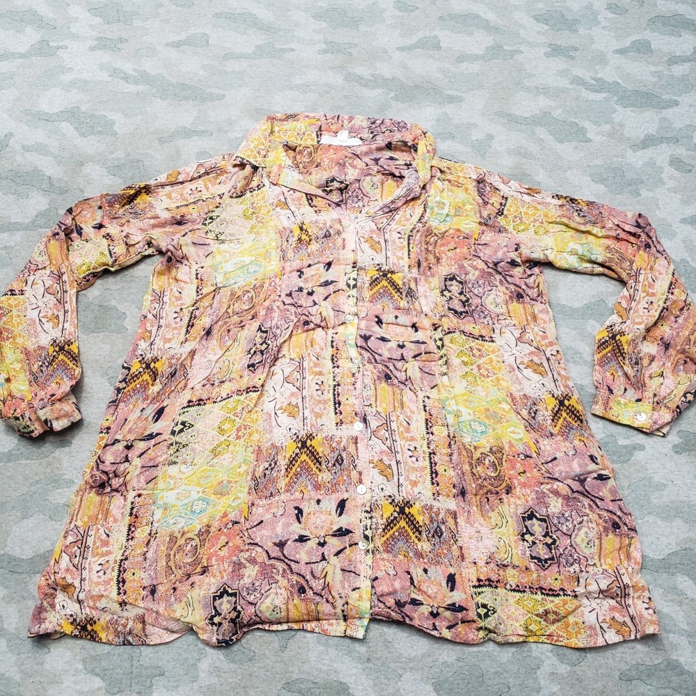 Jane & Delancey Top Womens Small Multicolor Long Sleeve Button-Up